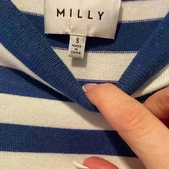 Milly Blue and White Striped Long Sleeved Sweater Dress Size Small - Picture 7 of 14